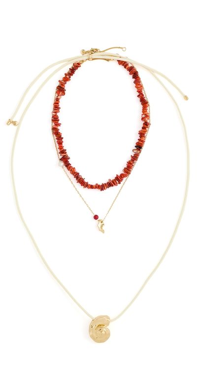 Madewell Madewell Puka Shell Mixed Necklace Layer Pack Enamel Red One