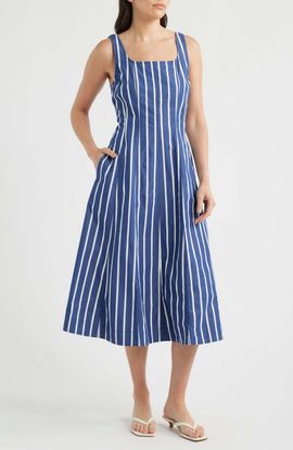 Madewell Madewell Rylie Stripe Poplin Midi Dress