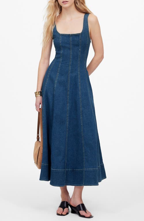 Madewell Madewell Seamed Denim Flare Midi Dress