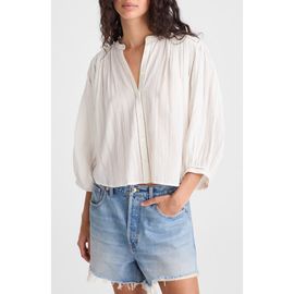 Madewell Madewell Shirred Cotton Button-Up Blouse