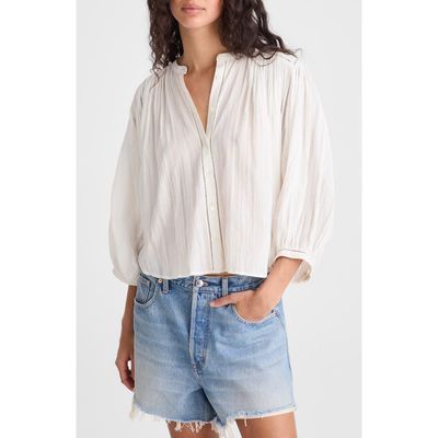 Madewell Madewell Shirred Cotton Button-Up Blouse