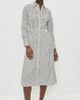 Madewell Madewell Smocked Midi Shirt Dress White Black Stripe - 2