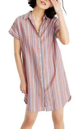 madewell ruffle a-line midi dress in stripe poplin Casual dresses Cut from Bright Pink Timeless Pleated Sweetheart Neck Back Necklace Length:16