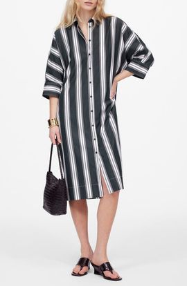 Madewell Madewell Stripe Dolman Sleeve Poplin Midi Shirtdress