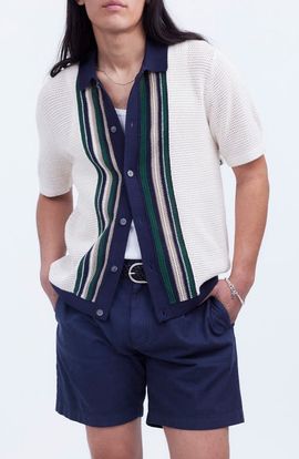 Madewell Madewell Stripe Open Stitch Cotton & Linen Button-Up Shirt