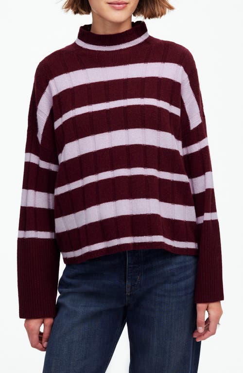 Madewell Madewell Stripe Rib Cashmere & Wool Blend Funnel Neck Sweater