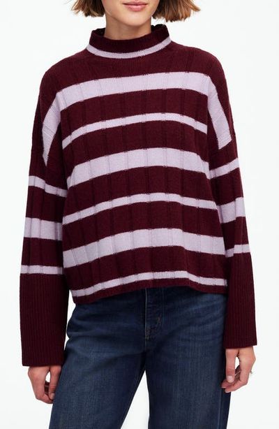 Madewell Madewell Stripe Rib Cashmere & Wool Blend Funnel Neck Sweater