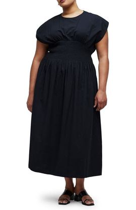 Madewell Madewell Stripe Smocked Waist Seersucker Midi Dress