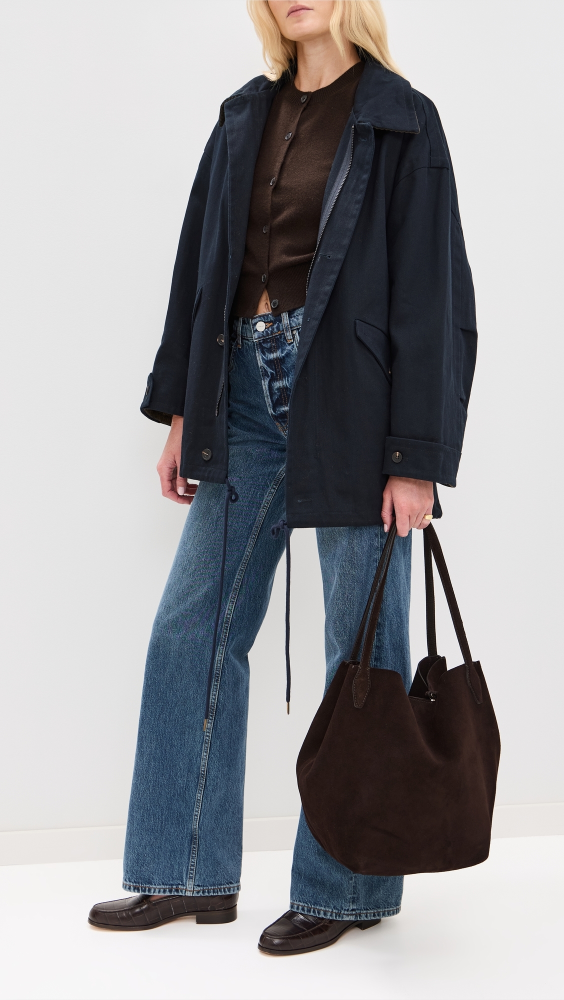 Madewell - Suede Soft Grain Shopper Tote Dark Carob One Size display picture 1