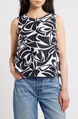 Madewell Madewell Suki Abstract Print Linen Top