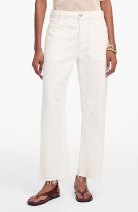 Madewell Madewell The Darted Raw Hem Barrel Leg Utility Jeans