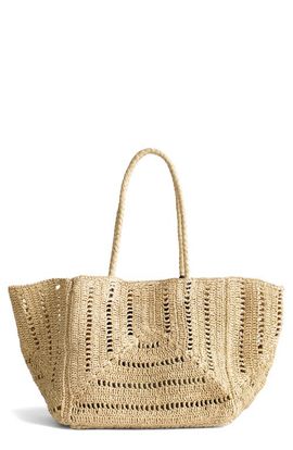 Madewell Madewell The Eyelet Raffia Shopper Tote