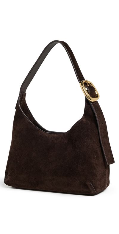 Madewell Madewell The Sculptural Buckle Shoulder Bag In Suede Dark Carob One