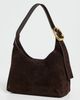 Madewell Madewell The Sculptural Buckle Shoulder Bag In Suede Dark Carob One - 2
