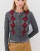 Madewell Madewell The Sophia Cardigan Hthr Grey And Merlot Argyle - 2