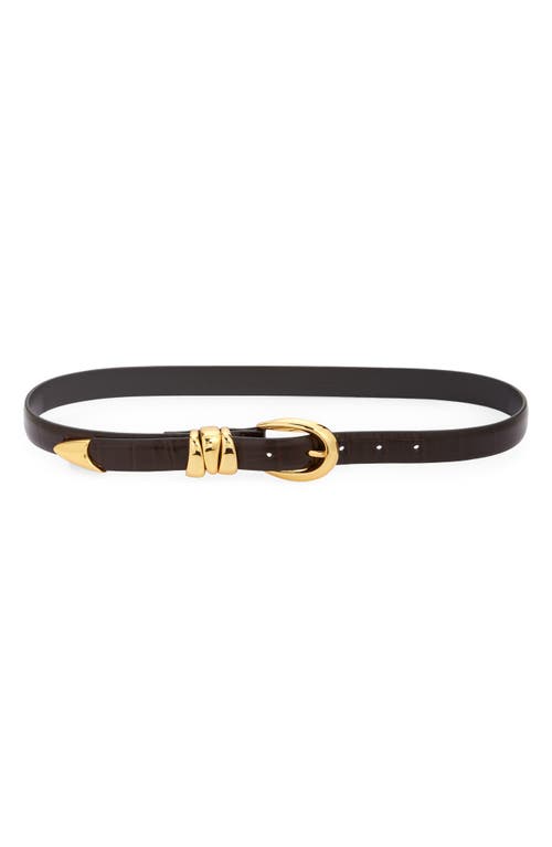 Madewell Madewell Triple Keeper Croc Embossed Leather Belt