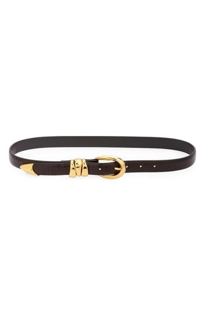 Madewell Madewell Triple Keeper Croc Embossed Leather Belt