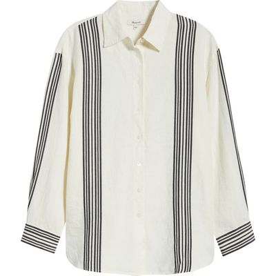 Madewell Madewell Vertical Stripe Linen Blend Button-Up Shirt