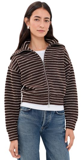 Madewell Madewell Zip-Up Knit Jacket Dark Chicory/Canvas Stripe