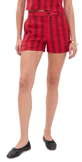 Madewell Madewell Zoe Linen Shorts Big Bayside Stripe Enamel Red