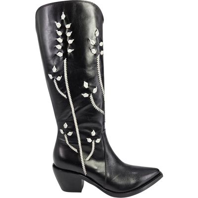 Madison Maison Madison Maison Cowboy Tall Boots with Floral Embroidery