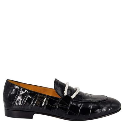 Madison Maison Madison Maison Leather Croc Embossed Pearl Flat Loafer