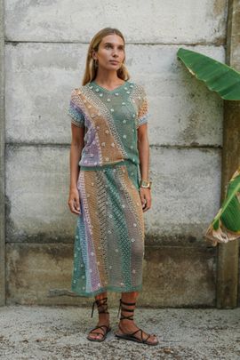 Madly Vintage Crochet Lace Rainbow Sorbet Skirt Set Selected by Madly