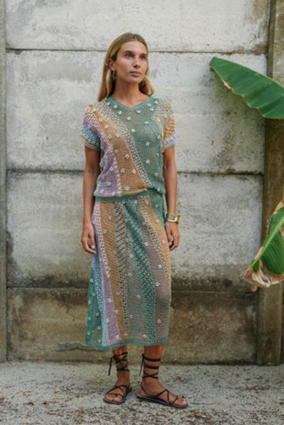 Madly Vintage Crochet Lace Rainbow Sorbet Skirt Set Selected by Madly