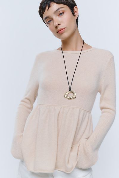 Maeve 100% Cashmere Peplum Sweater