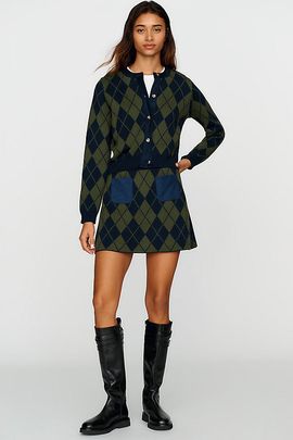 Maeve 100% Cotton Argyle Mini Skirt