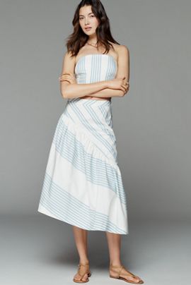 Maeve 100% Cotton Asymmetric Midi Skirt