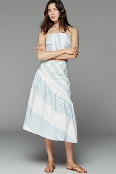 Maeve 100% Cotton Asymmetric Midi Skirt