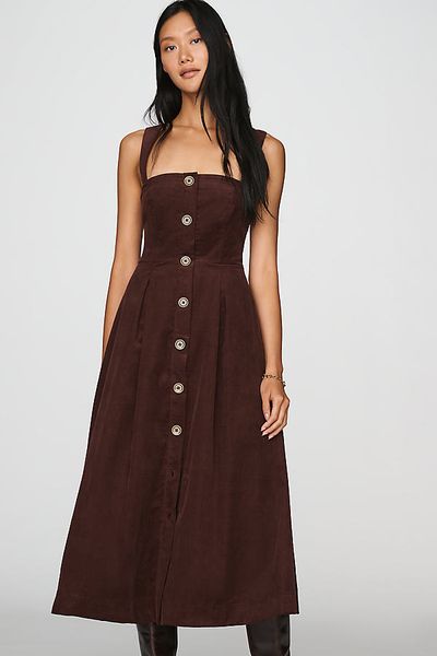 Maeve 100% Cotton Corduroy Midi Dress