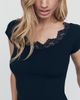 Maeve 100% Cotton Lace-Trim Ribbed Tee - 3