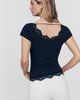 Maeve 100% Cotton Lace-Trim Ribbed Tee - 4