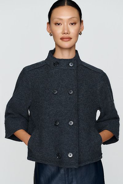 Maeve 100% Wool Double Breasted Capelet Jacket