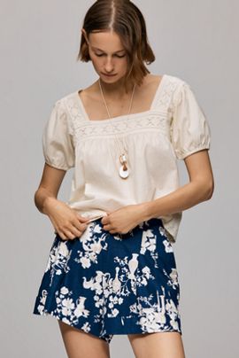 Maeve Avery European Linen Stretch Cuffed Shorts