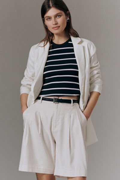 Maeve Avery Linen Stretch Pleated Shorts