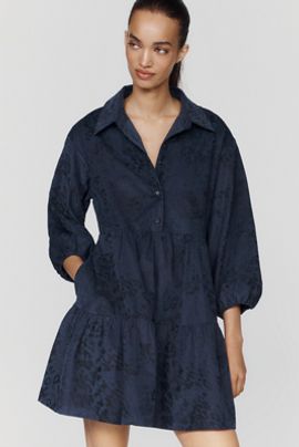 Maeve Bettina Corduroy Tiered Mini Shirtdress