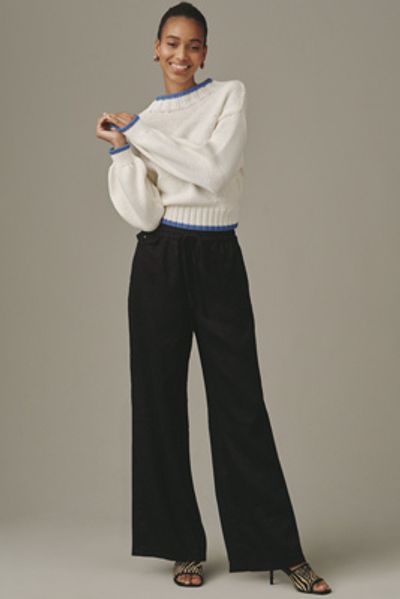 Maeve Brooklin Linen Tie-Front Pull-On Pants by Maeve