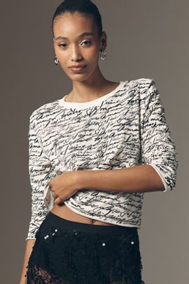 Maeve Caitlin Cotton Boxy Long Sleeve Tee
