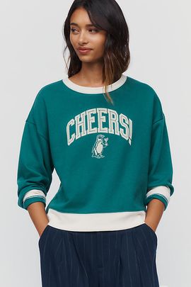 Maeve Cheers! Cotton Blend Graphic Sweatshirt