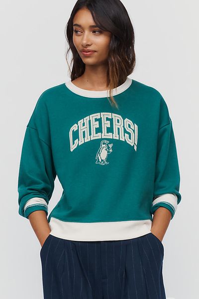 Maeve Cheers! Cotton Blend Graphic Sweatshirt