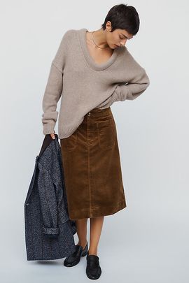 Maeve Colette Corduroy Midi Skirt