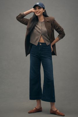 Maeve Colette Knit High-Rise Wide-Leg Cropped Jeans