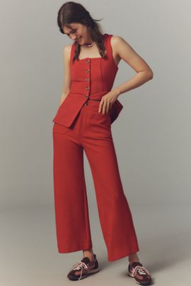 Maeve Colette Knit High-Rise Wide-Leg Cropped Pants