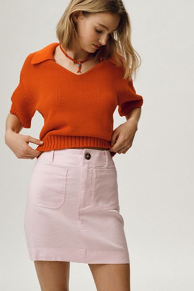 Maeve Colette Linen Stretch Mini Skirt