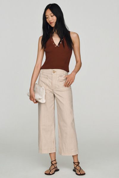 Maeve Colette Striped High-Rise Wide-Leg Cropped