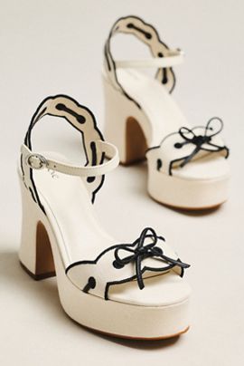 Maeve Contrast Scalloped Platform Sandals