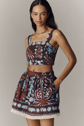 Maeve Cotton Crochet-Trim Mini Skirt